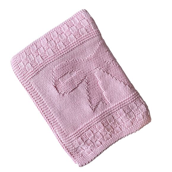 Brooks Brothers Pink Bow Knitted Throw Blanket 50x70 Designer Spring Decor NEW - Picture 2 of 15